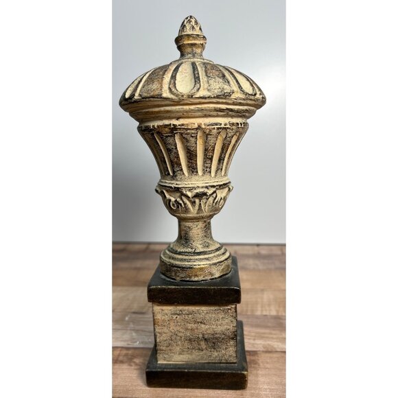 Vintage-Inspired Ornamental Distressed Cream & Bronze Decorative Piece - Picture 1 of 4